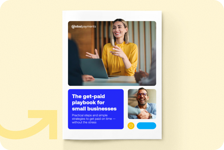 Image of cover of playbook featuring seated person speaking to two seated people next to graphic of upward-curving yellow arrow